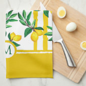 Linge De Cuisine Personalized Lemon Leaf Monogram Kitchen Towels (Quart Plié)