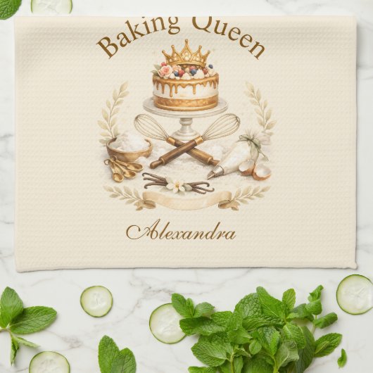 Linge De Cuisine Personalized Name Baking Queen (Plié)