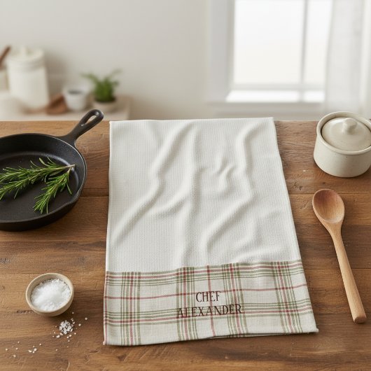 Linge De Cuisine Personalized Name Kitchen Tea Towel - White