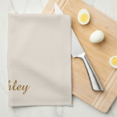 Linge De Cuisine Personalized Name Stylish Modern Elegant Beige (Quart Plié)