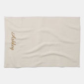 Linge De Cuisine Personalized Name Stylish Modern Elegant Beige (Horizontal)