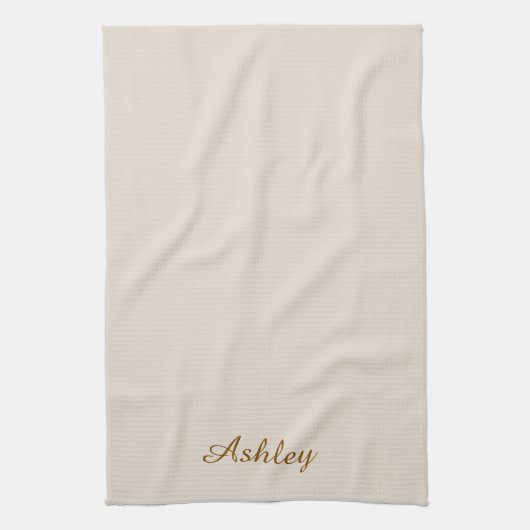 Linge De Cuisine Personalized Name Stylish Modern Elegant Beige (Vertical)