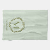 Linge De Cuisine Personalized Olive Wreath Monogram  (Horizontal)
