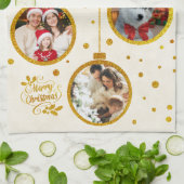 Linge De Cuisine Personalized Photo Christmas Kitchen Gold Ornament (Plié)