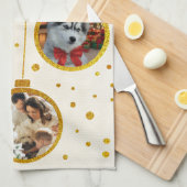 Linge De Cuisine Personalized Photo Christmas Kitchen Gold Ornament (Quart Plié)