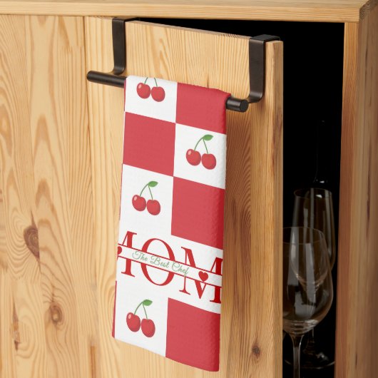 Linge De Cuisine Personalized Retro Red Cherry & Gingham Checkered  (Pliage en tiers)