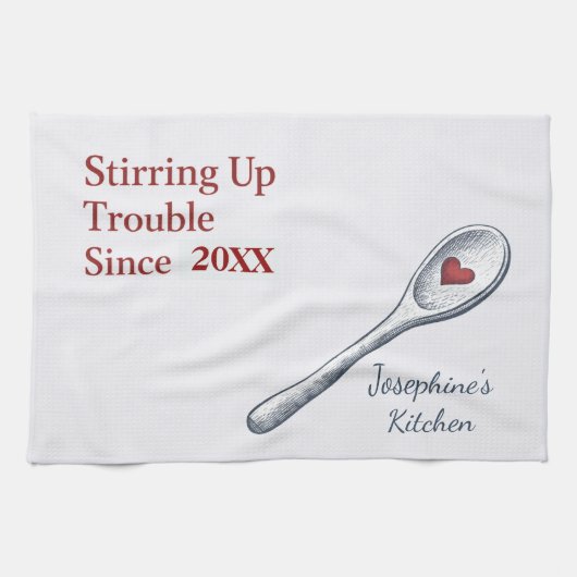 Linge De Cuisine Personalized Stirring Up Trouble Since Funny Cute (Horizontal)