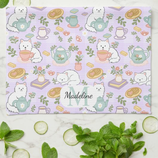 Linge De Cuisine Personalized Tea & Baker Cat Monogram (Plié)