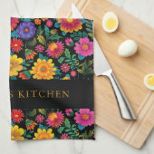 Linge De Cuisine Personalized Vibrant Floral Pattern Dark (Quart Plié)