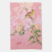 Linge De Cuisine Personnalisable : Fleurs et oiseau (Vertical)