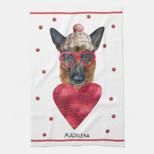 Linge De Cuisine Personnalisé Amoureux des chiens Valentine Cadeau