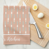 Linge De Cuisine Personnalisé Bohème Abricot Sauge Vert Blanc Abstr (Quart Plié)