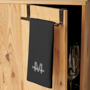 Linge De Cuisine Personnalisé Elegant Black Chic
