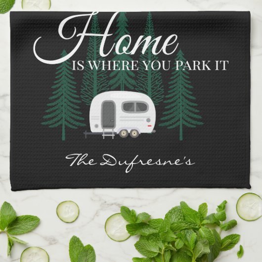 Linge De Cuisine Personnalisé "La Maison Est Là Où Vous La Garez" (Plié)