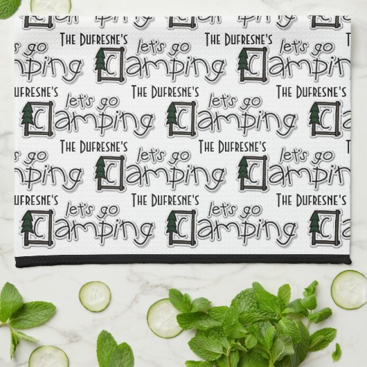 Linge De Cuisine Personnalisé "Let's Go Camping" (Plié)