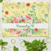 Linge De Cuisine PERSONNALISÉ Plutôt Jaune Et Rose Floral (Plié)