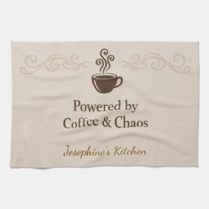 Linge De Cuisine Personnalisé Propulsé par Café Chaos Tasse Élégant