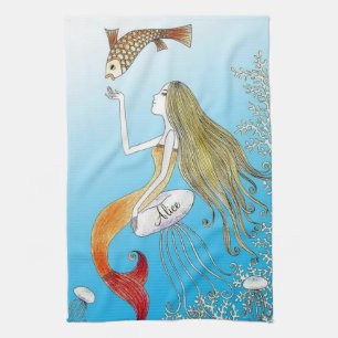 Linge De Cuisine Personnalisé sous la belle sirène de mer