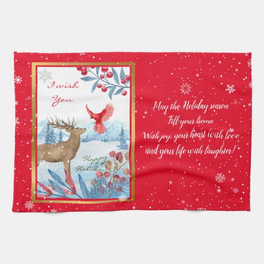 Linge De Cuisine Personnaliser cardinale et cerf (Horizontal)