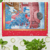 Linge De Cuisine Personnaliser des camions de Noël Red Holiday (Plié)