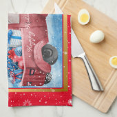 Linge De Cuisine Personnaliser des camions de Noël Red Holiday (Quart Plié)