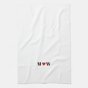 Linge De Cuisine Personnaliser Deux initiales A Loves B coeur rouge