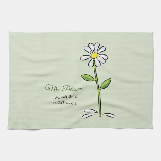 Linge De Cuisine Personnaliser, Merci enseignant, Fleur religieuse (Horizontal)