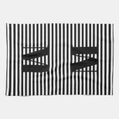 Linge De Cuisine Personnaliser monogramme initial noir blanc rayure (Horizontal)