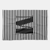 Linge De Cuisine Personnaliser monogramme initial noir blanc rayure (Horizontal)