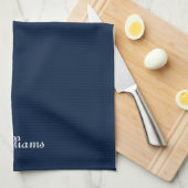 Linge De Cuisine Personnaliser nom classique marine bleu blanc (Quart Plié)