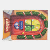 Linge De Cuisine Personnaliser Porte Rouge - Joyeux Noël Maison con (Horizontal)