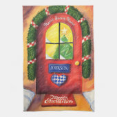 Linge De Cuisine Personnaliser Porte Rouge - Joyeux Noël Maison con (Vertical)