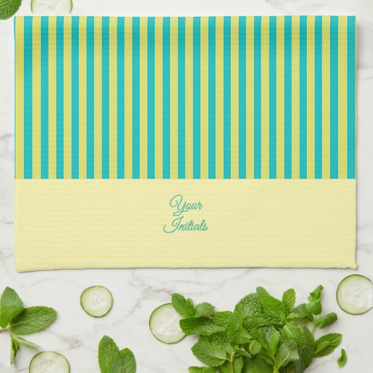 Linge De Cuisine Personnalisez le cadeau Mariage Jaune rayé Jaune (Plié)