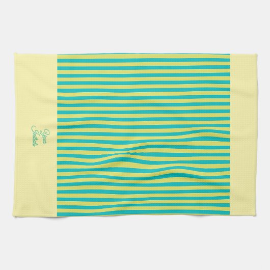 Linge De Cuisine Personnalisez le cadeau Mariage Jaune rayé Jaune (Horizontal)