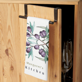 Linge De Cuisine Personnalisez le Motif et le Foliag d'olive violet