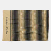 Linge De Cuisine Personnalisez les rayures noires et dorées, tendan (Horizontal)