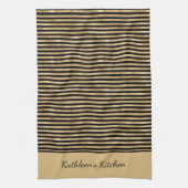 Linge De Cuisine Personnalisez les rayures noires et dorées, tendan (Vertical)