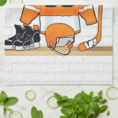 Linge De Cuisine Personnalized orange et blanc hockey Jersey (Plié)