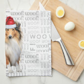 Linge De Cuisine Pet Lover Holiday Collie Chien Noël (Quart Plié)