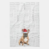 Linge De Cuisine Pet Lover Holiday French Buldog Père Noël Christma (Vertical)