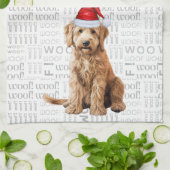 Linge De Cuisine Pet Lover Holiday Goldendoodle Père Noël Chien Noë (Plié)