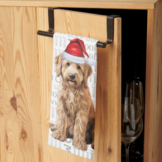 Linge De Cuisine Pet Lover Holiday Goldendoodle Père Noël Chien Noë (Pliage en tiers)