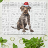 Linge De Cuisine Pet Lover Holiday Wirehair Pointer Chien Noël (Plié)