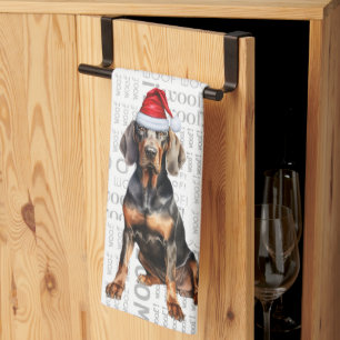 Linge De Cuisine Pet Lover Vacances Noir Tan Coonhoun Chien Noël