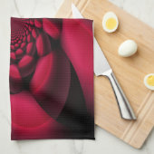Linge De Cuisine Pétale Noir Rouge Rubis (Quart Plié)