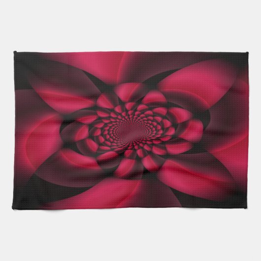 Linge De Cuisine Pétale Noir Rouge Rubis (Horizontal)