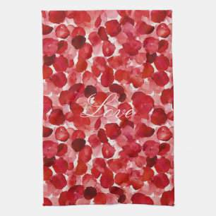 Linge De Cuisine Pétales de rose rouge romantiques Fleur d'amour