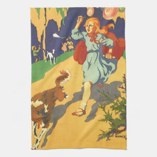 Linge De Cuisine Petit Chaperon Rouge Vintage, Chien et Ballons