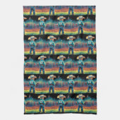 Linge De Cuisine Petit Cowboy à Rodeo clôture Drapeau américain Che (Vertical)