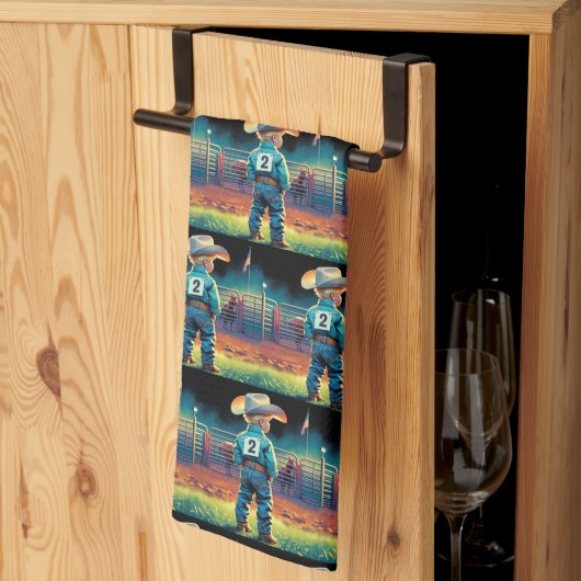 Linge De Cuisine Petit Cowboy à Rodeo clôture Drapeau américain Che (Pliage en tiers)